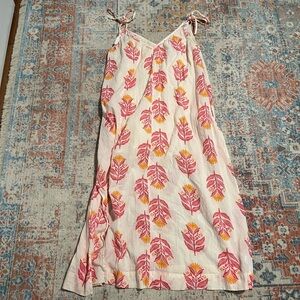 Old Navy floral block print tie-shoulder cotton midi dress